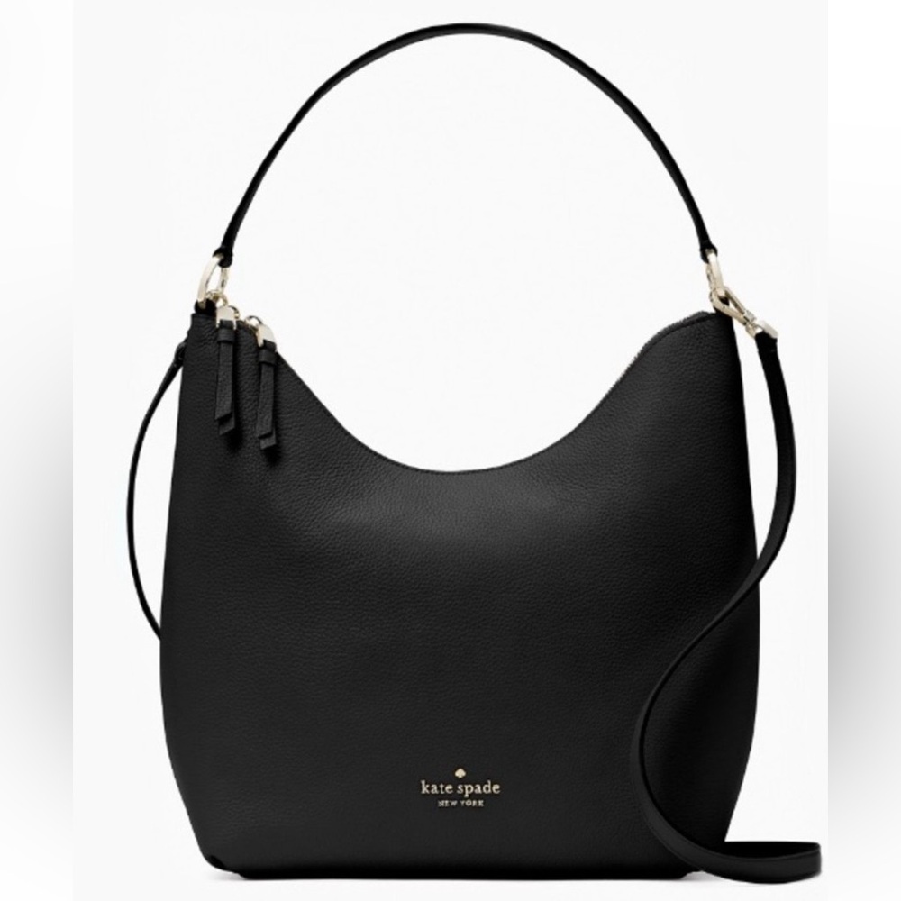 kate spade Black Pebbled Leather Hobo Shoulder Bag